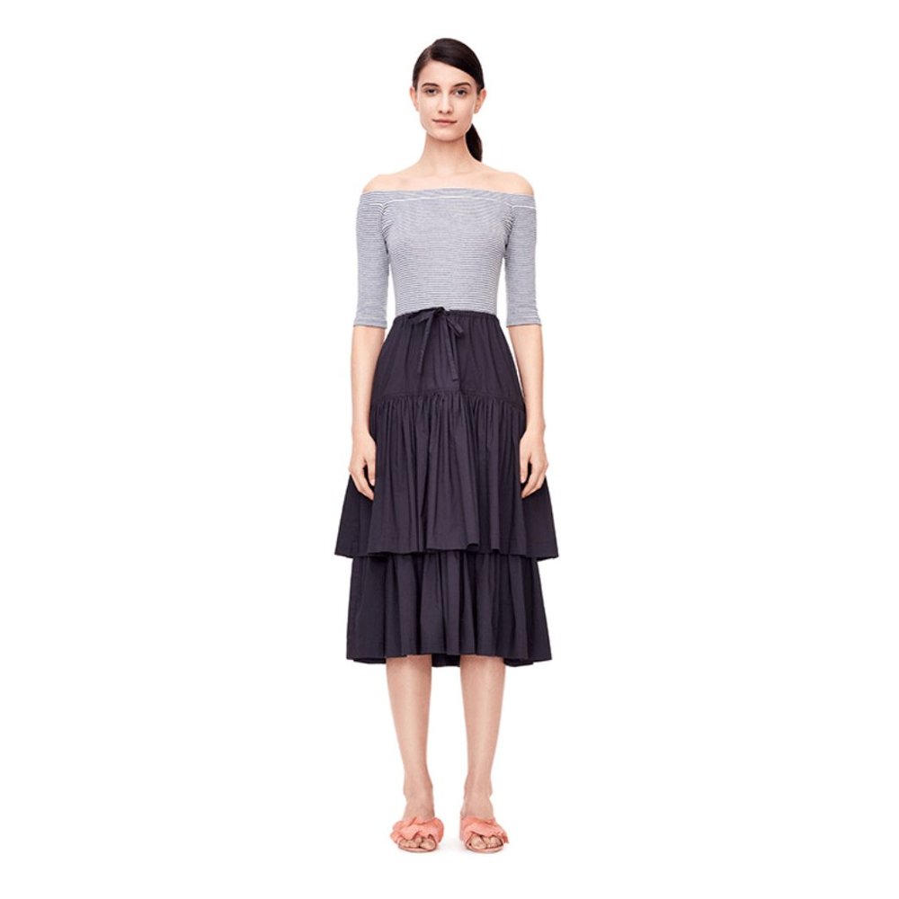 La Vie Rebecca Taylor Off-The-Shoulder Rib Jersey + Poplin Dress  | Size L